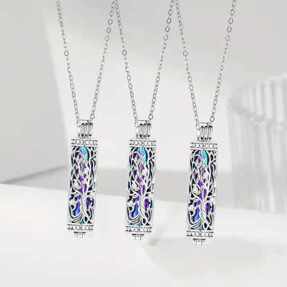 3PCS Cylinder Cremation Jewelry Tree of Life Urn Ashes Necklace for Women Men Cremation Ash Pendant Loved One Memorial Jewelry