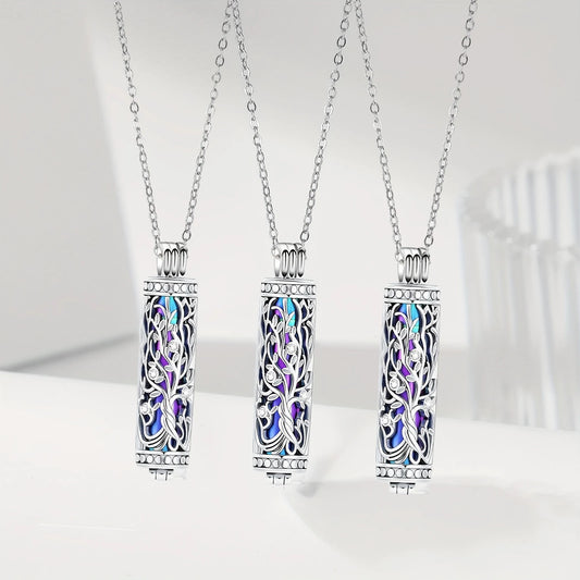 3PCS Cylinder Cremation Jewelry Tree of Life Urn Ashes Necklace for Women Men Cremation Ash Pendant Loved One Memorial Jewelry