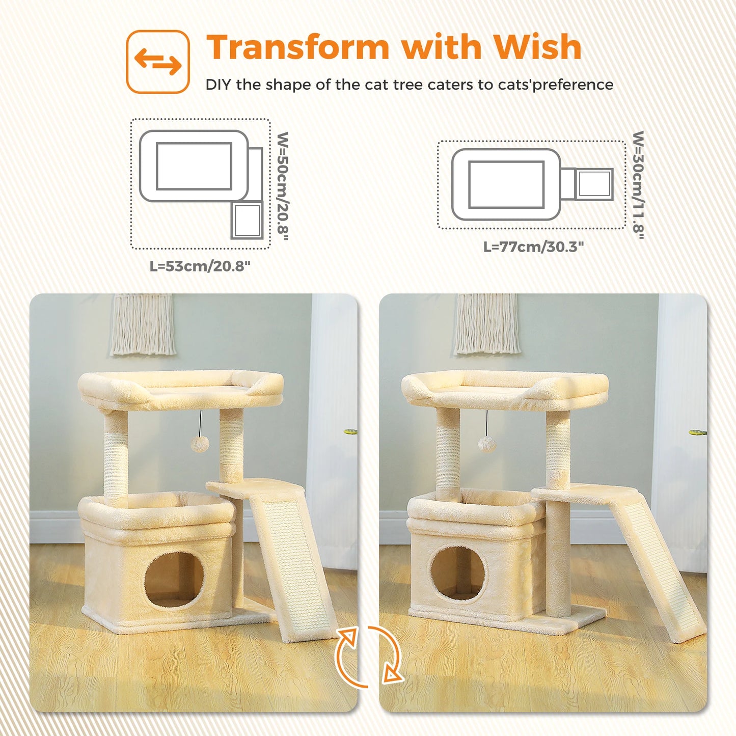 Indoor Cat Tower with Sisal Scratching Post