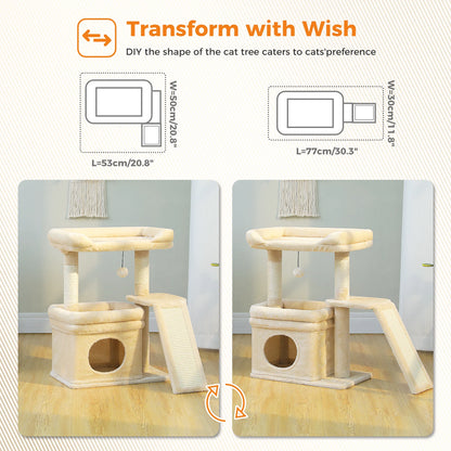 Small Cat Tree for Indoor Cat Tower with Sisal Scratching Post