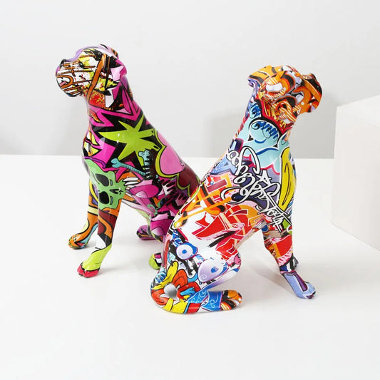 Painted  Art Water Transfer Room Color Boxer Statue