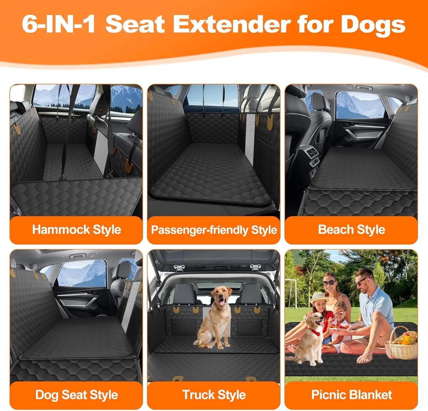 Car Back Seat Dog Cover with Hard Bottom
