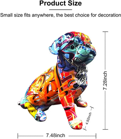 Graffiti Painted Pug Living Dog Statue