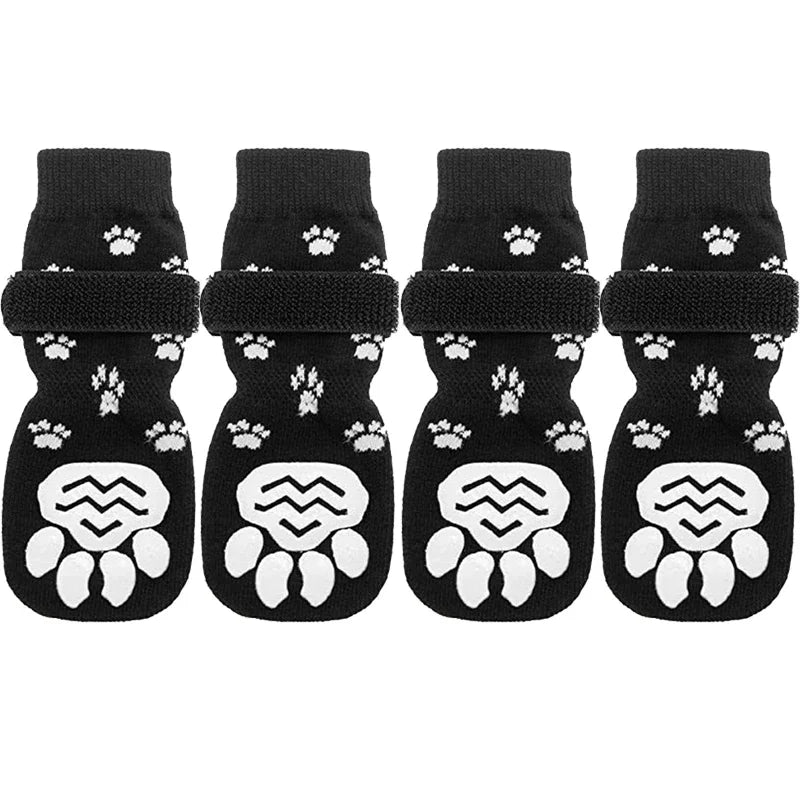 4Pcs/set Anti Slip Dog Socks with Straps