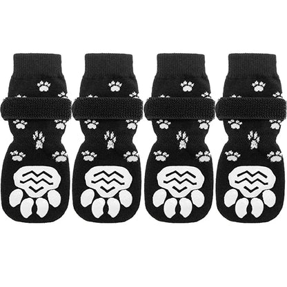 4Pcs/set Anti Slip Dog Socks with Straps