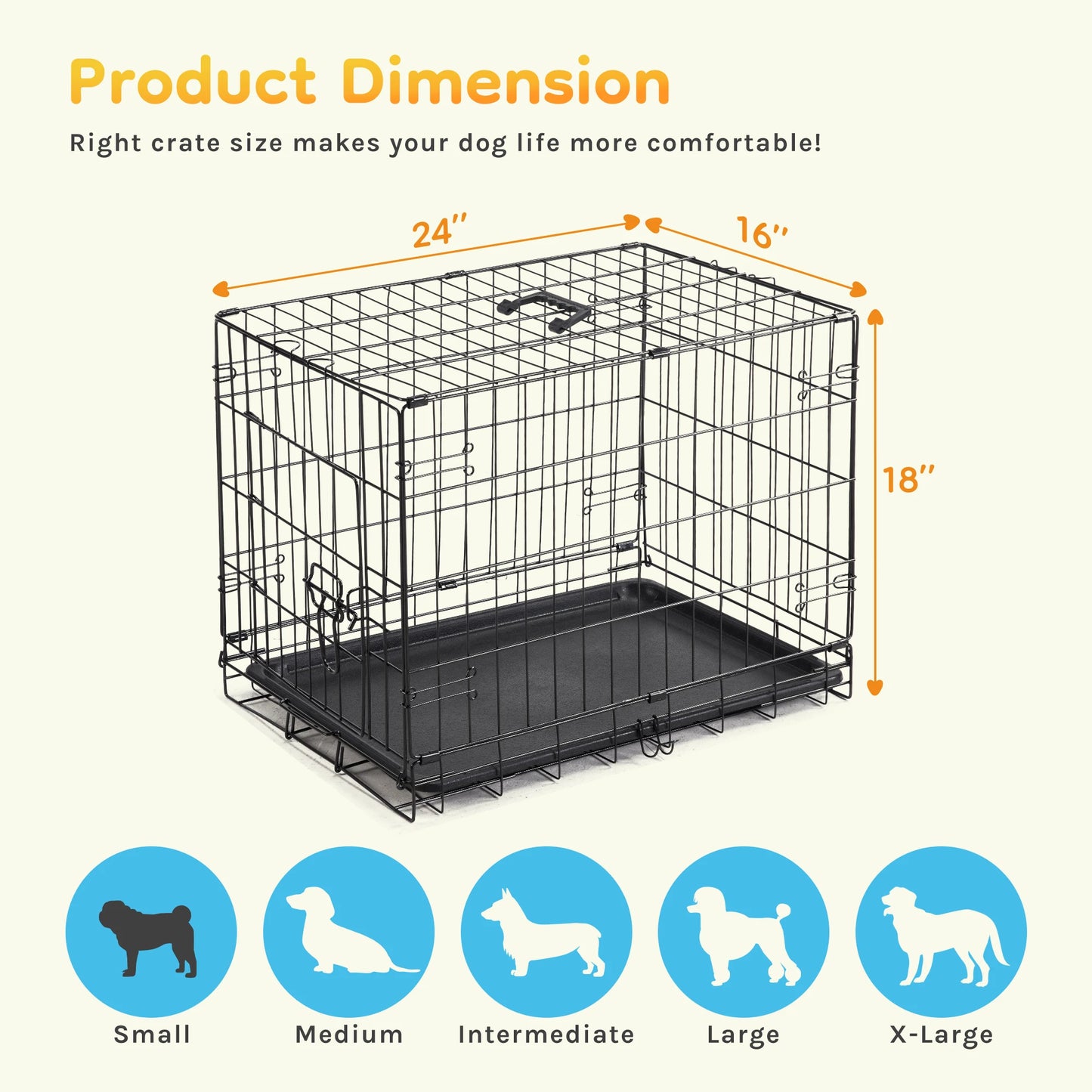 Single Door 30 Inch Folding Metal Wire Dog Kennel
