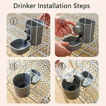 Automatic Pet Feeder Waterer Dog Cat Hanging Cage Bowl