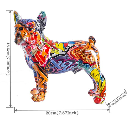 Nordic Art Painting Graffiti L/S French Bulldog Statue