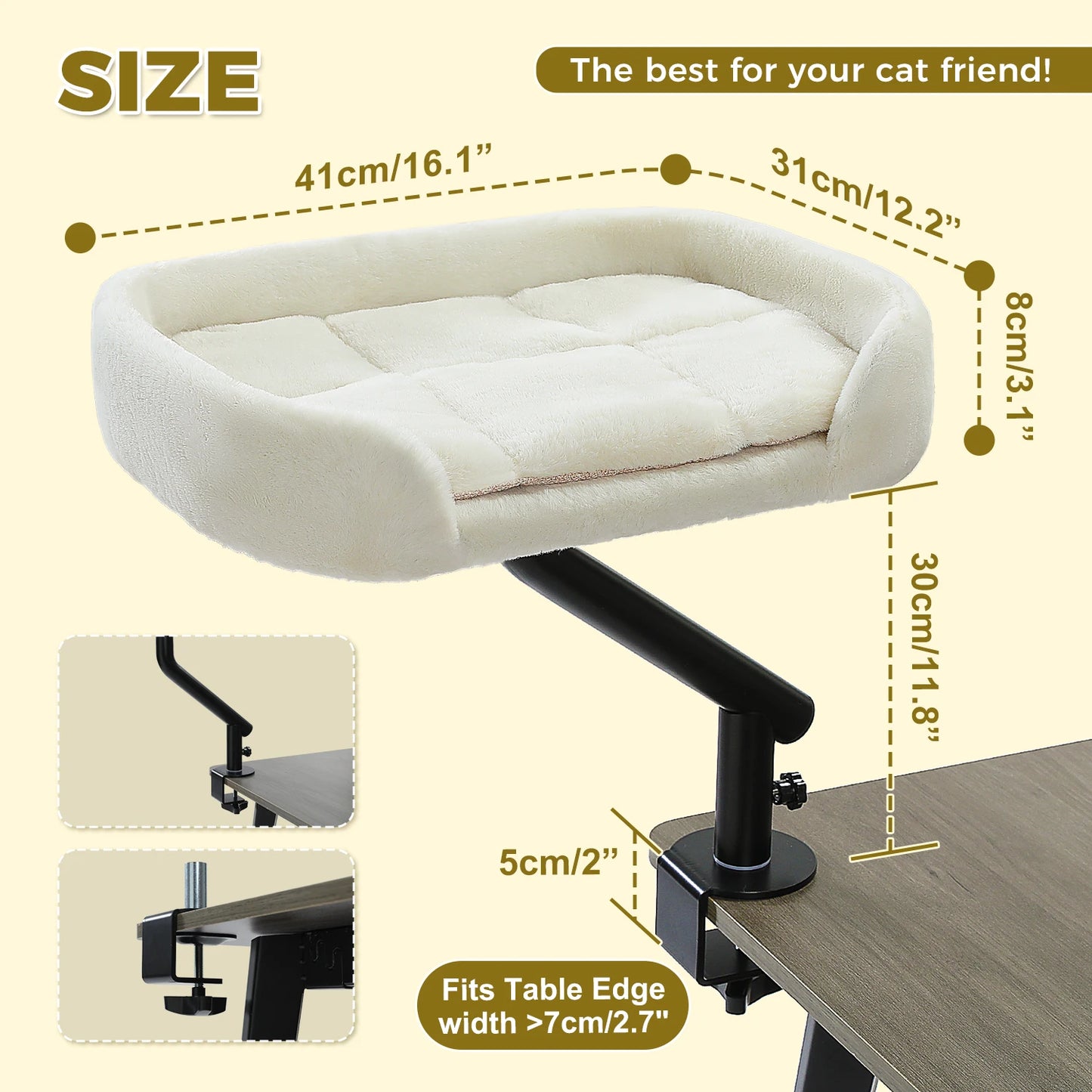 Cat Desk Bed, 360° Rotatable Bed Stand
