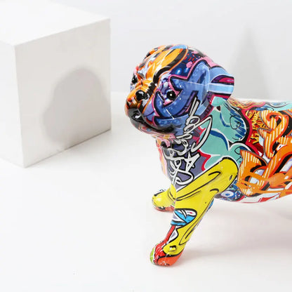 Graffiti Simple Creative Pug Painted Statue