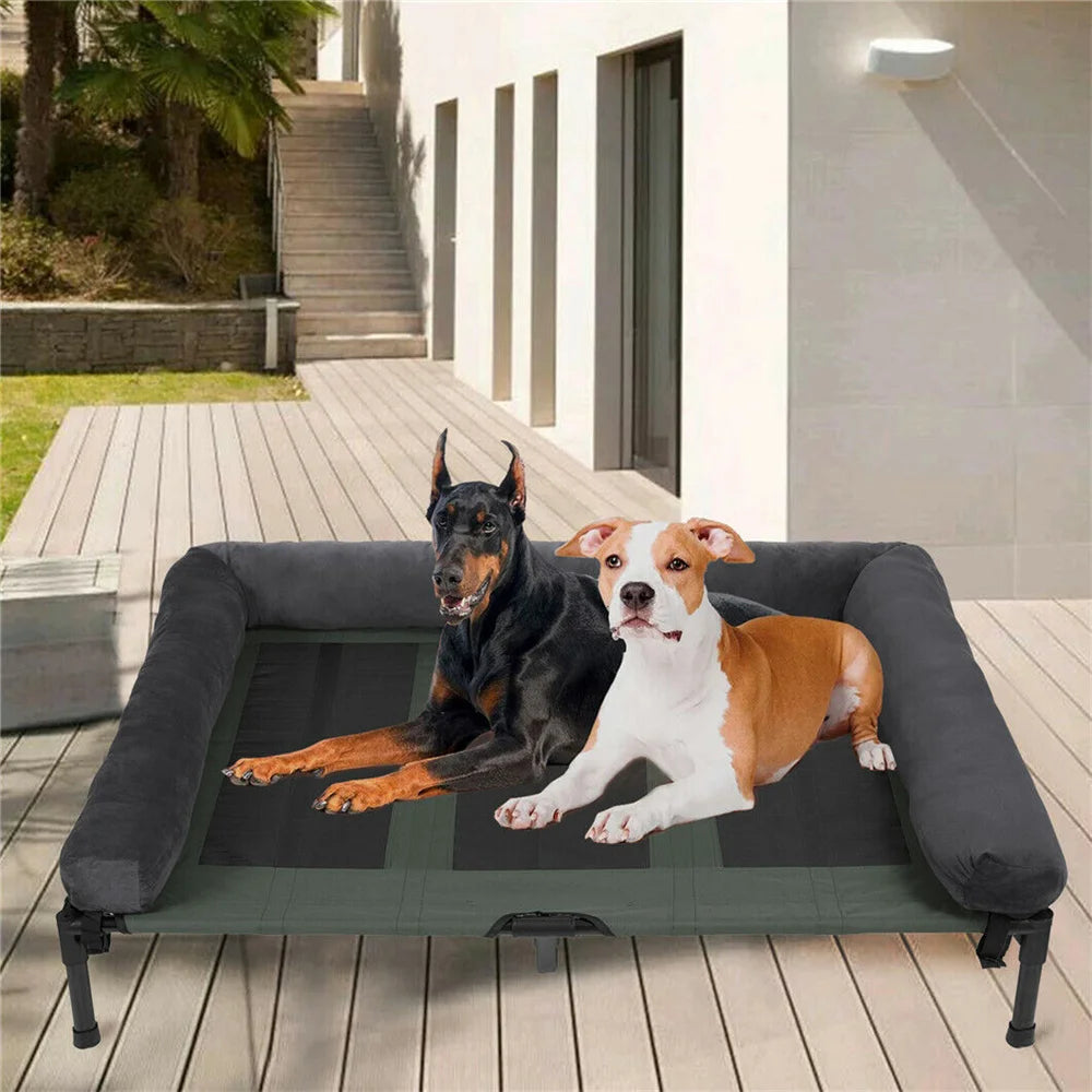 XXL XL Large Dog Bed Outdoor Raised Dog Bed with Cooling Breathable Mat
