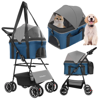 3 in 1 Pet Stroller For Pets, Detachable Carryier