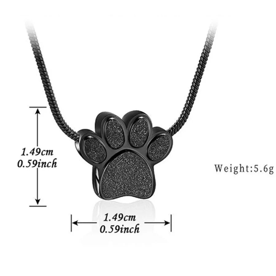 Stainless Steel Openable Paw Print Pet Ashes Urn Necklace