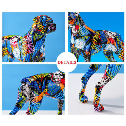 Colorful Art Animal Rottweiler Statue