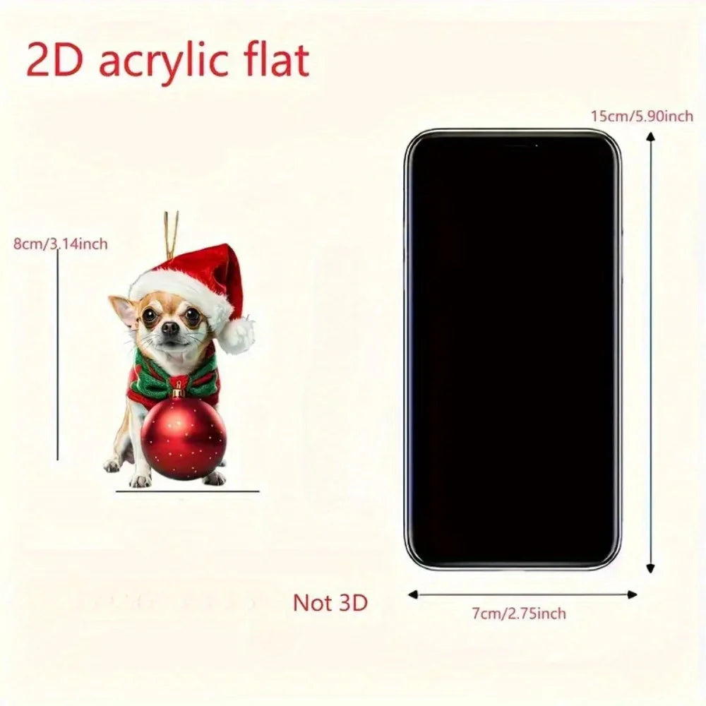 2D Chihuahua Christmas ornament