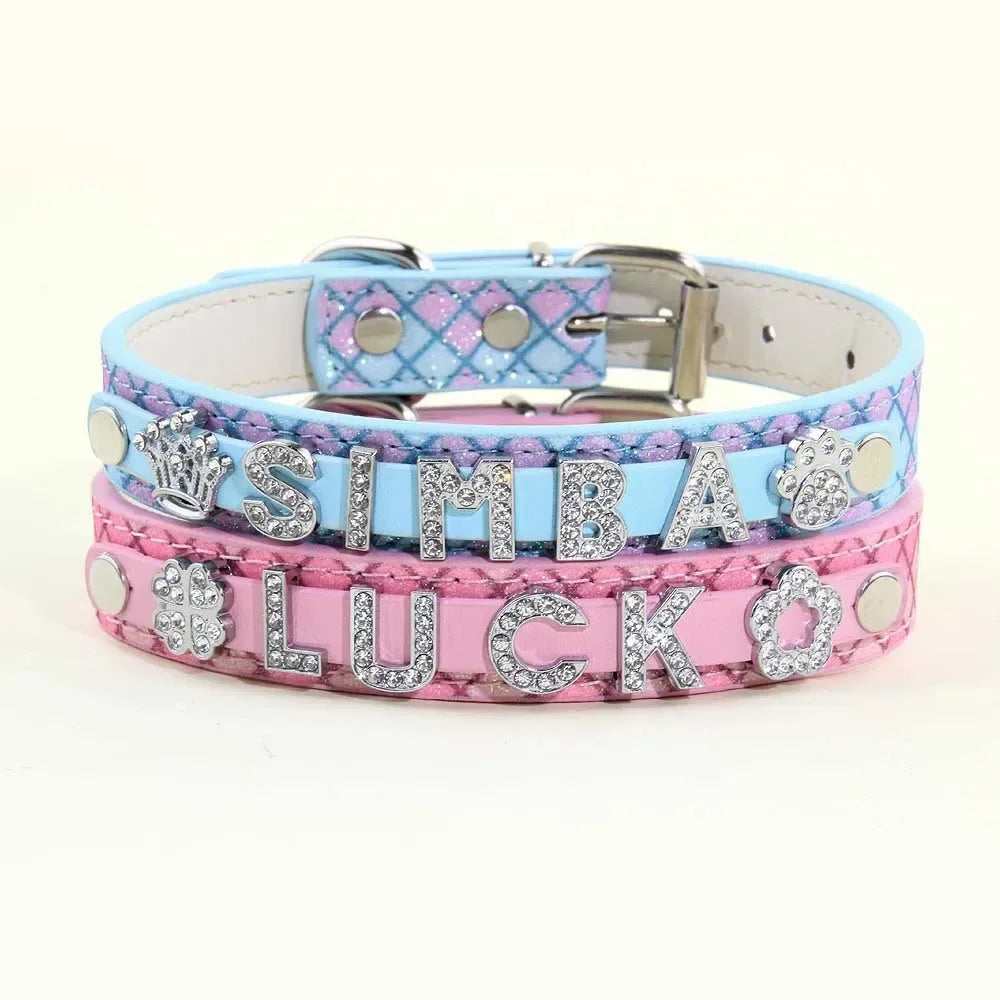 Bling Rhinestone Puppy Dog Collars Personalized