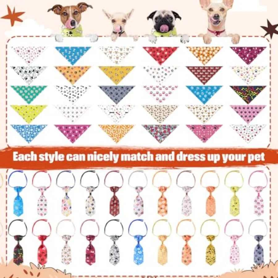 108 Pcs Dog Bandanas and Neck Ties Set