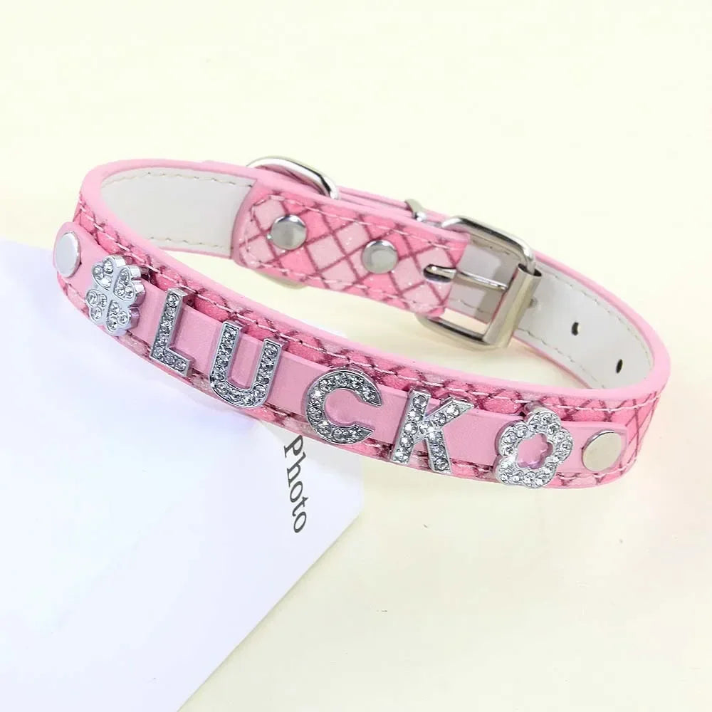 Bling Rhinestone Puppy Dog Collars Personalized