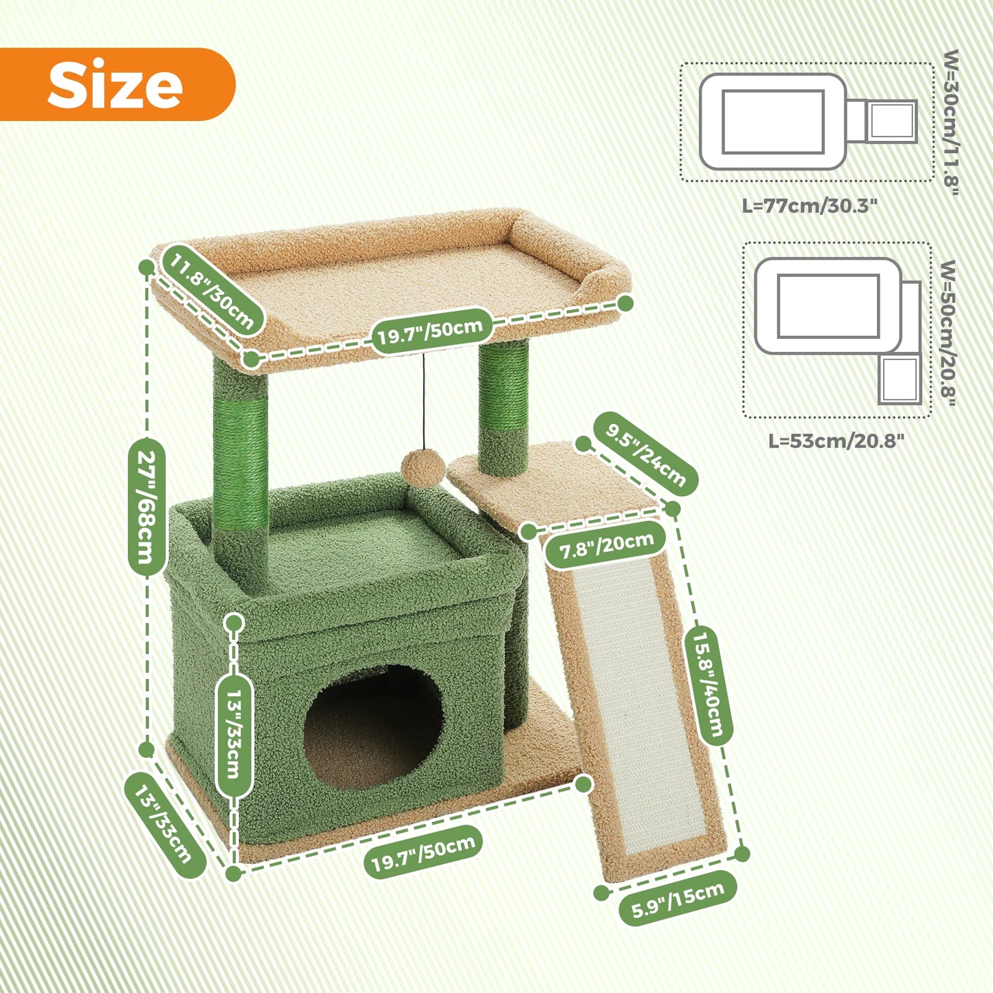 Indoor Cat Tower with Sisal Scratching Post
