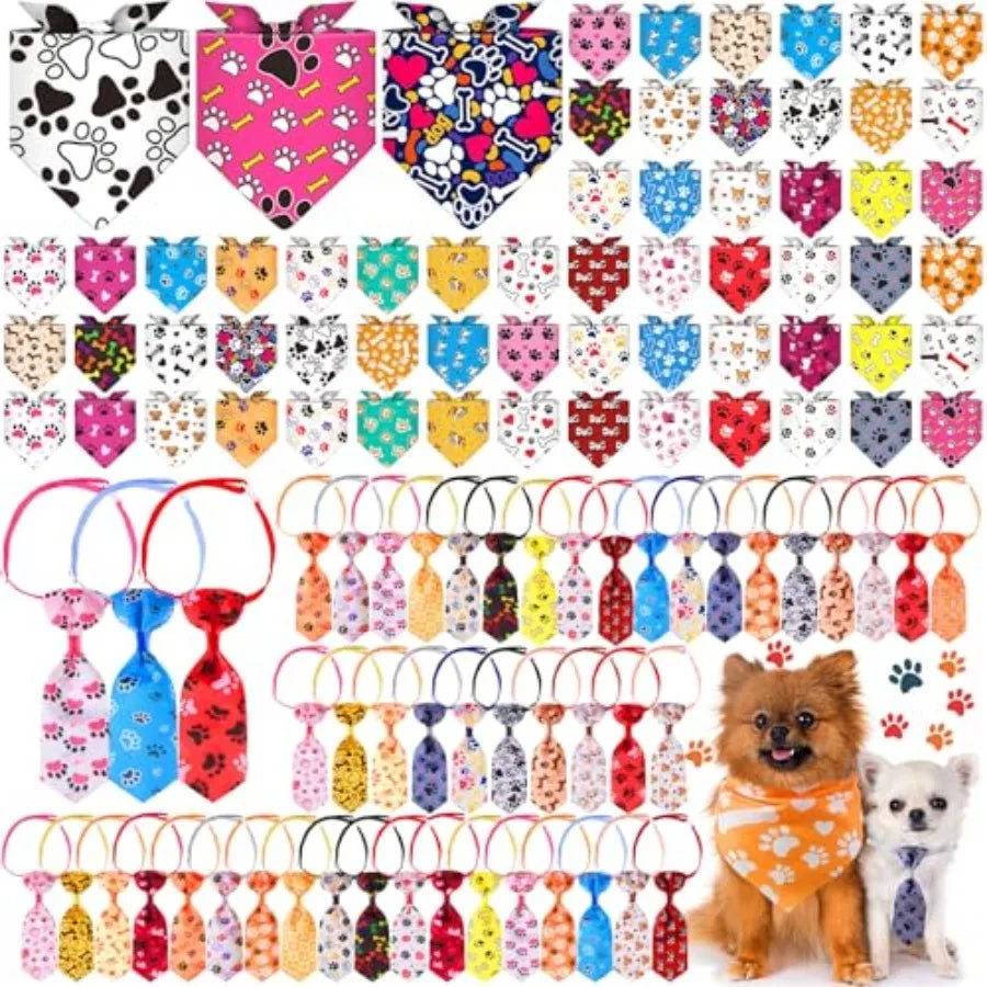 108 Pcs Dog Bandanas and Neck Ties Set