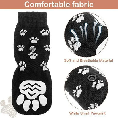 4Pcs/set Anti Slip Dog Socks with Straps