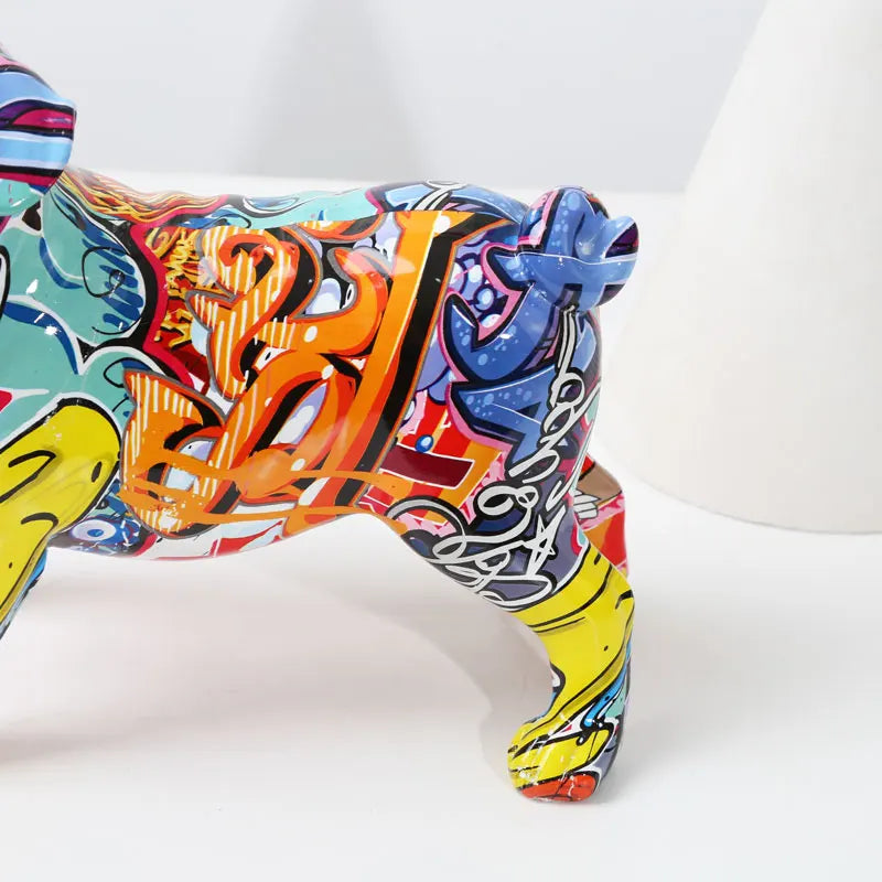 Graffiti Simple Creative Pug Painted Statue
