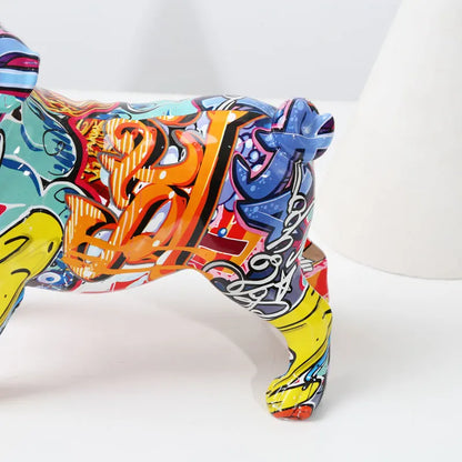 Graffiti Simple Creative Pug Painted Statue