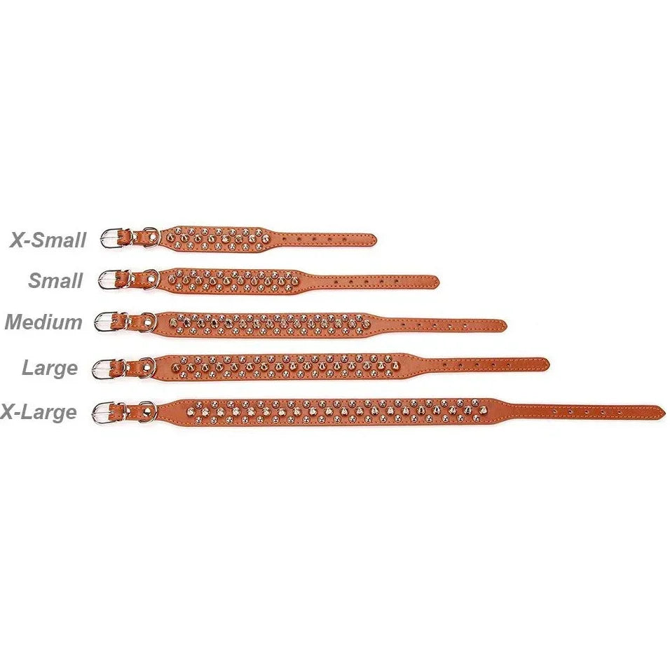 Adjustable Spiked Leather Pet Dog collar Neck Strap