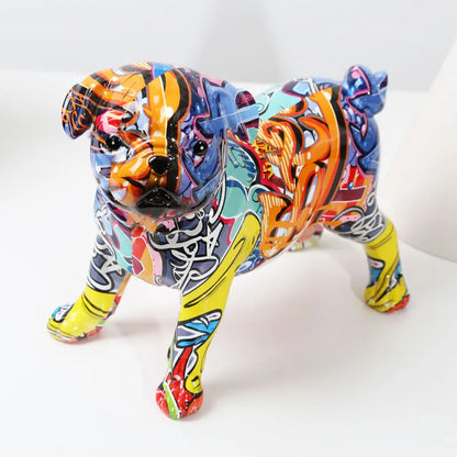 Graffiti Simple Creative Pug Painted Statue