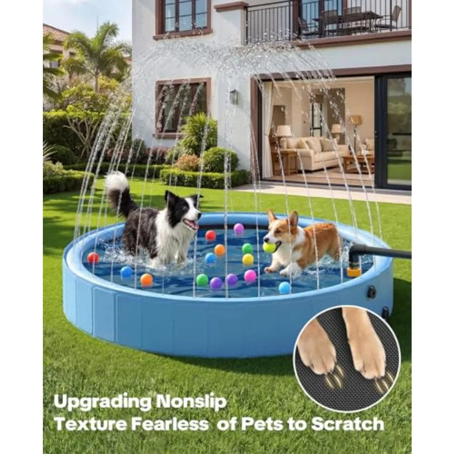 79'' Dog Pool with Sprinkler Foldable Dog Pools