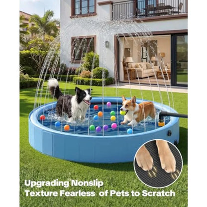 79'' Dog Pool with Sprinkler Foldable Dog Pools
