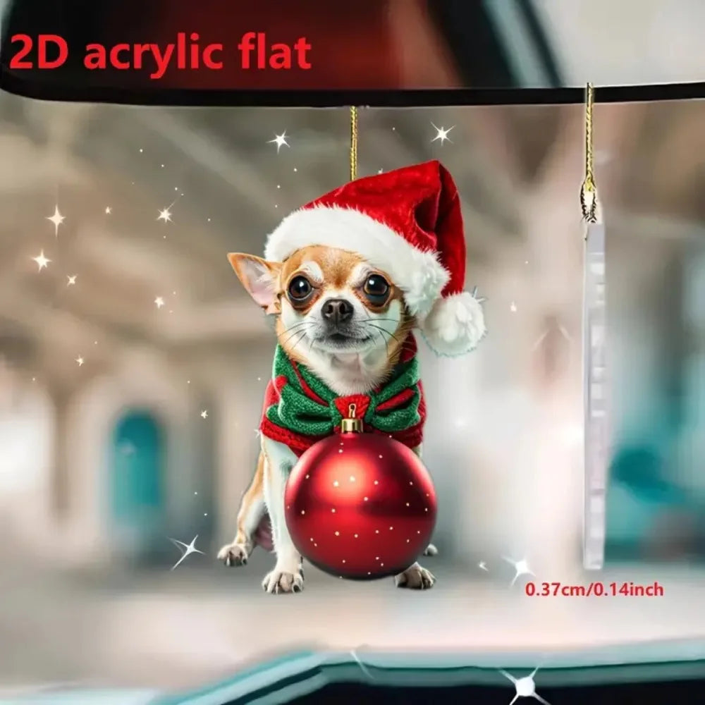 2D Chihuahua Christmas ornament
