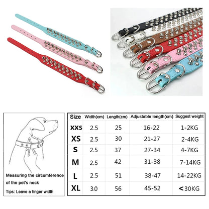 Adjustable Spiked Leather Pet Dog collar Neck Strap