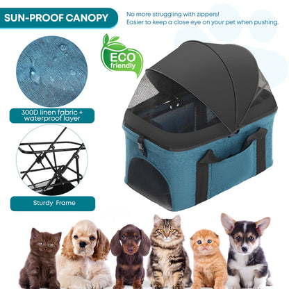 3 in 1 Pet Stroller For Pets, Detachable Carryier