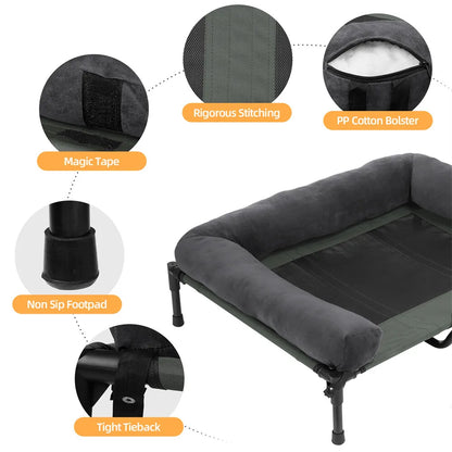 XXL XL Large Dog Bed Outdoor Raised Dog Bed with Cooling Breathable Mat