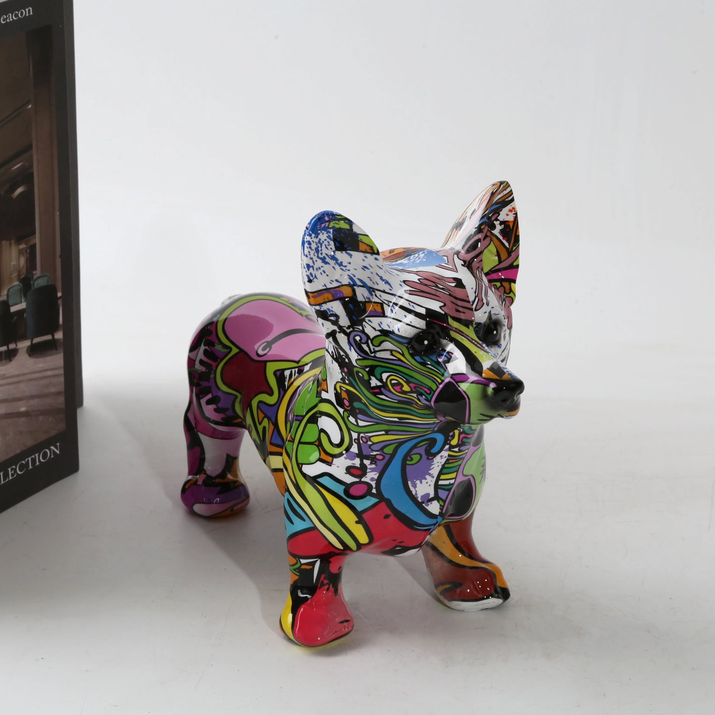 Nordic  Art, Painted Graffiti Corgi Dog Statue
