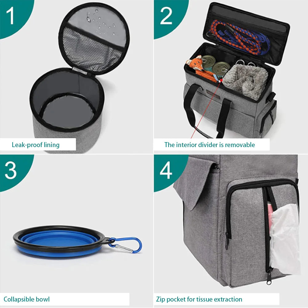 Dog Travel Bag Backpack Pet Accessories Organizer