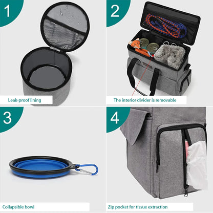 Dog Travel Bag Backpack Pet Accessories Organizer