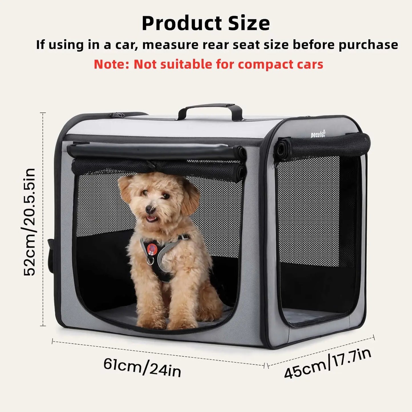 Dog Car Carrier Light Weight 24x17.7x20.5in
