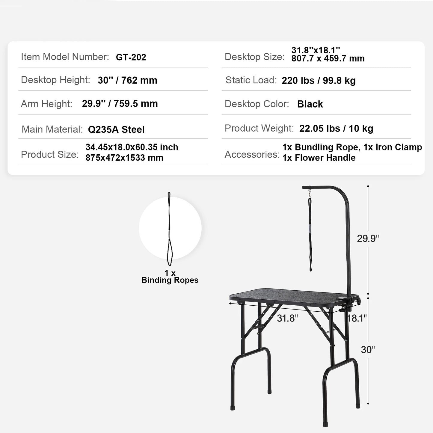 Pet Grooming Table Two Arms w/ Clamp