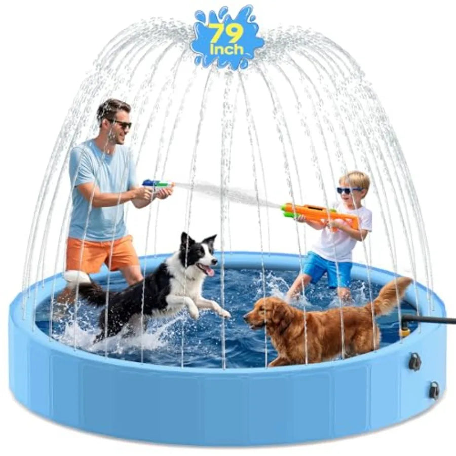 79'' Dog Pool with Sprinkler Foldable Dog Pools