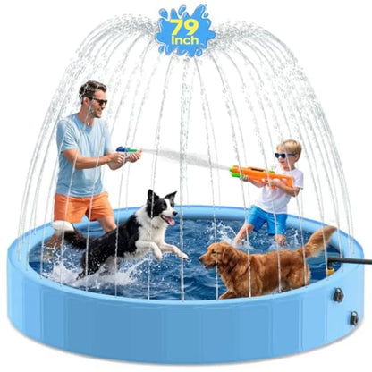 79'' Dog Pool with Sprinkler Foldable Dog Pools