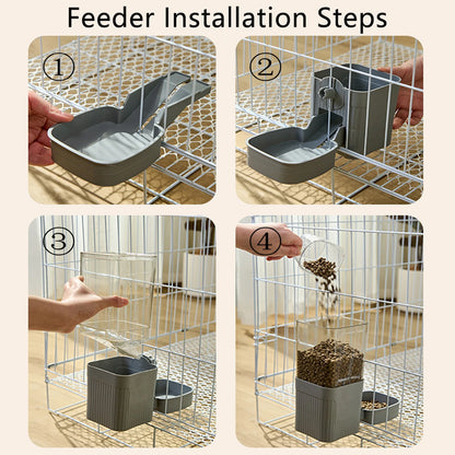 Automatic Pet Feeder Waterer Dog Cat Hanging Cage Bowl