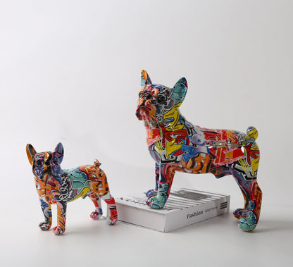 Nordic Art Painting Graffiti L/S French Bulldog Statue
