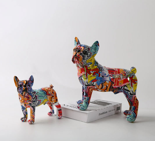 Nordic Art Painting Graffiti L/S French Bulldog Statue