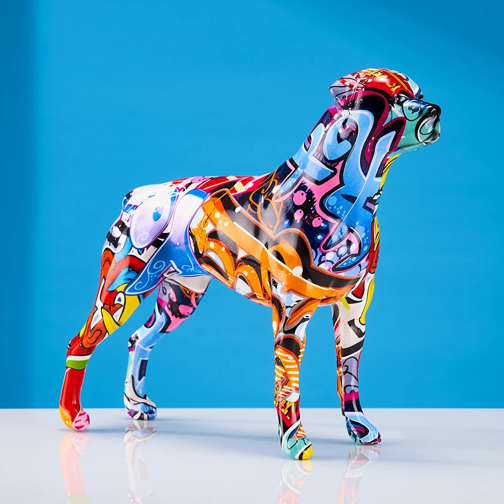 Colorful Art Animal Rottweiler Statue