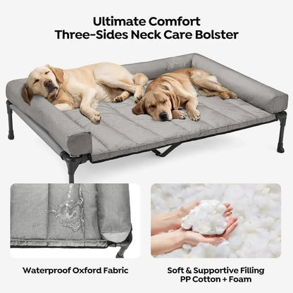 Cooling Elevated Dog Bed Add Removable Waterproof Bolster Cushion Mat,