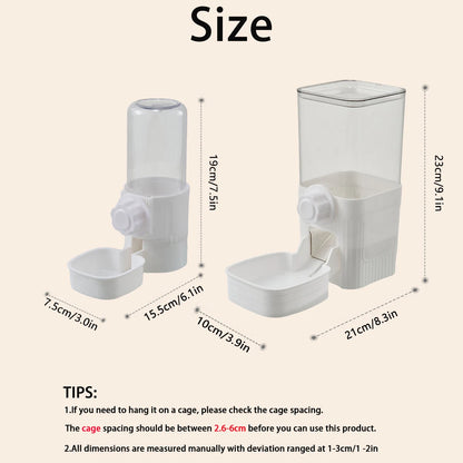 Automatic Pet Feeder Waterer Dog Cat Hanging Cage Bowl