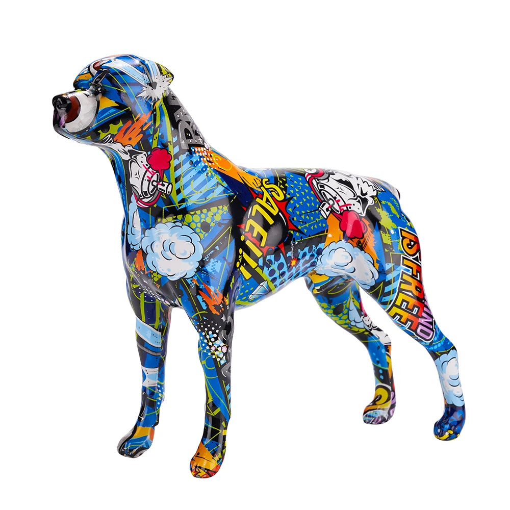 Colorful Art Animal Rottweiler Statue