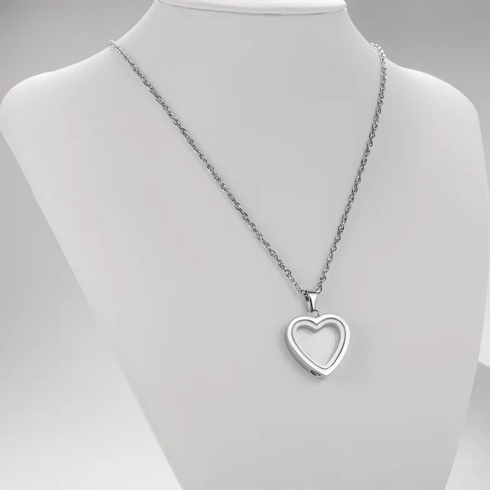 Glass Cremation Jewelry Necklace For Ashes Heart Memorial Lockets